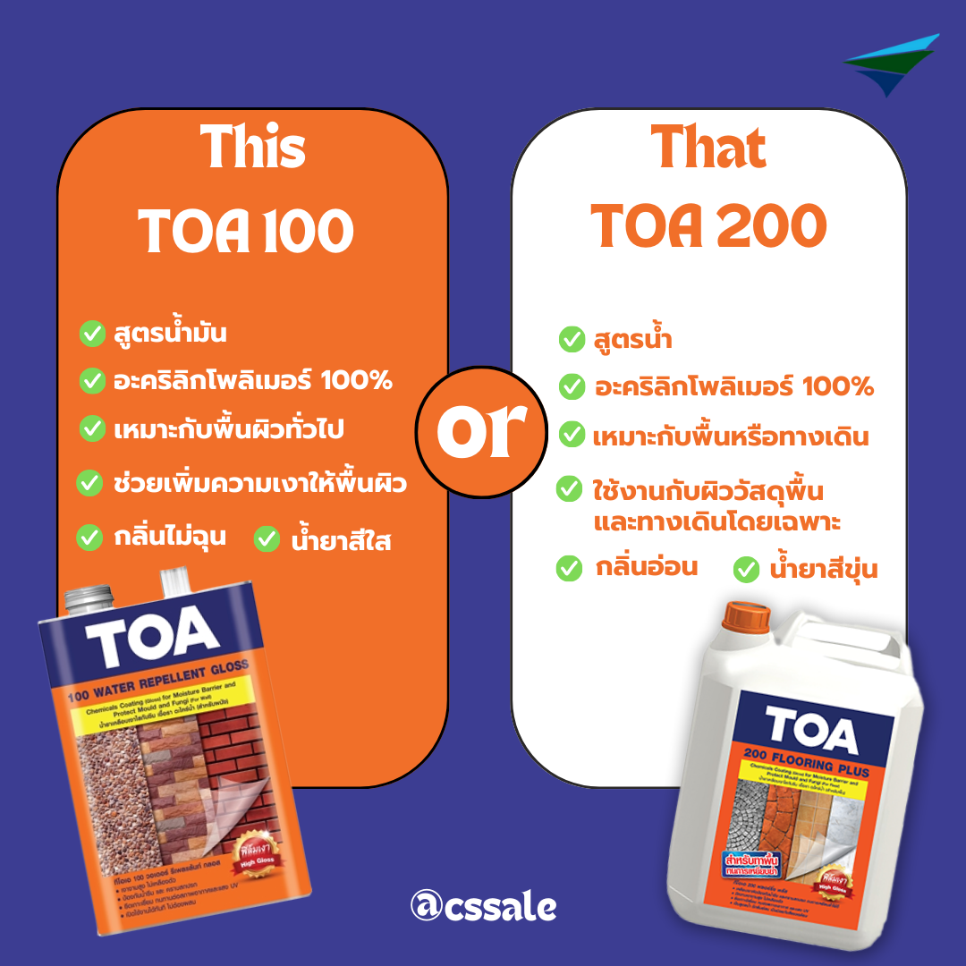 TOA100 OR TOA200 น้ำยาเคลือบเงาใสกันซึม